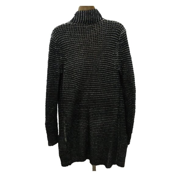 Princess Vera Wang Womens Cardigan Size Small Open Front Black White Knit Collar - Picture 2 of 7